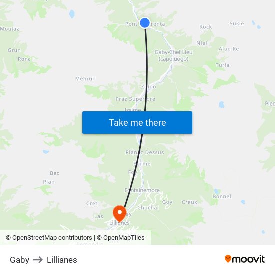 Gaby to Lillianes map