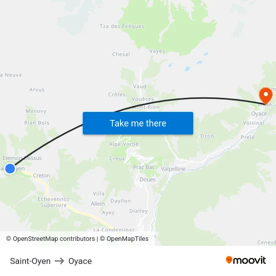 Saint-Oyen to Oyace map
