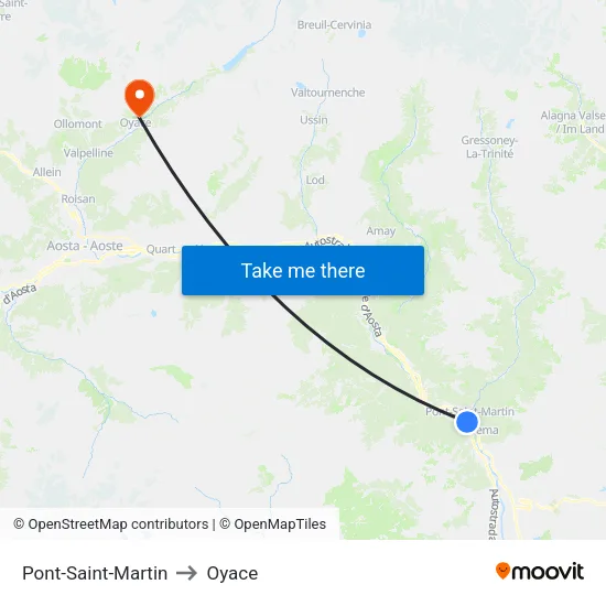Pont-Saint-Martin to Oyace map