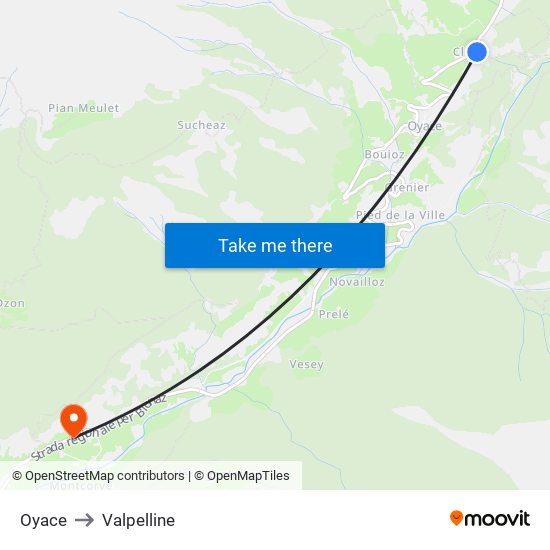 Oyace to Valpelline map