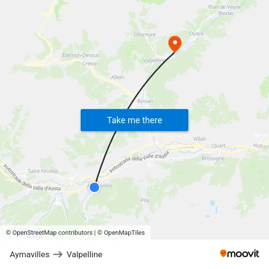 Aymavilles to Valpelline map
