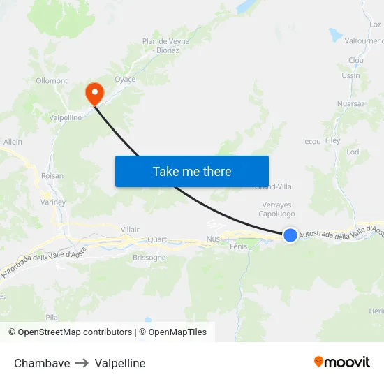 Chambave to Valpelline map