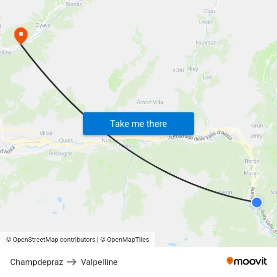 Champdepraz to Valpelline map