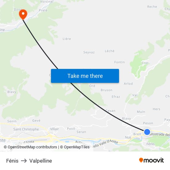 Fénis to Valpelline map