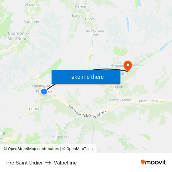 Prè-Saint-Didier to Valpelline map