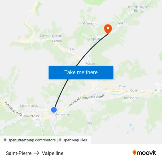 Saint-Pierre to Valpelline map
