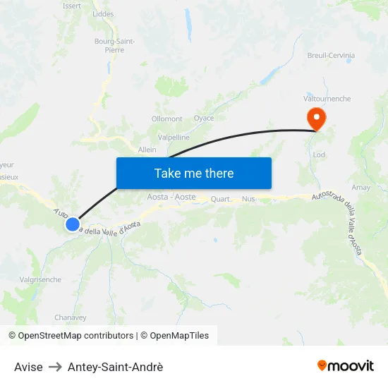 Avise to Antey-Saint-Andrè map