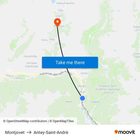 Montjovet to Antey-Saint-Andrè map