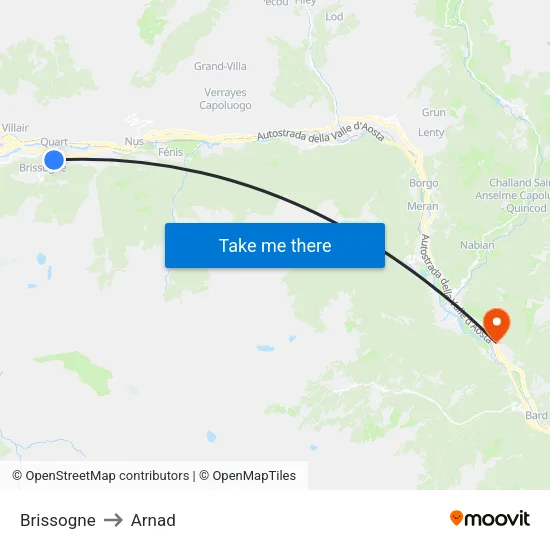 Brissogne to Arnad map