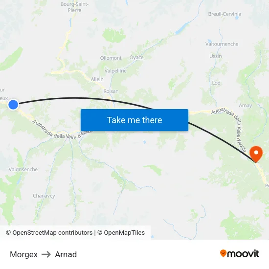 Morgex to Arnad map