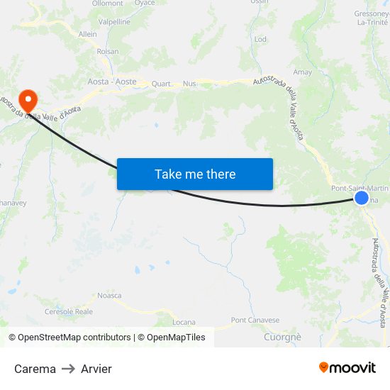 Carema to Arvier map