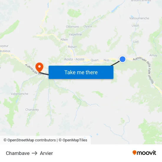 Chambave to Arvier map