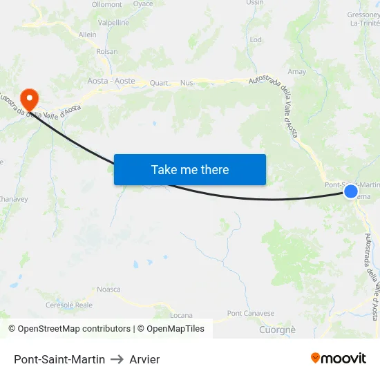 Pont-Saint-Martin to Arvier map