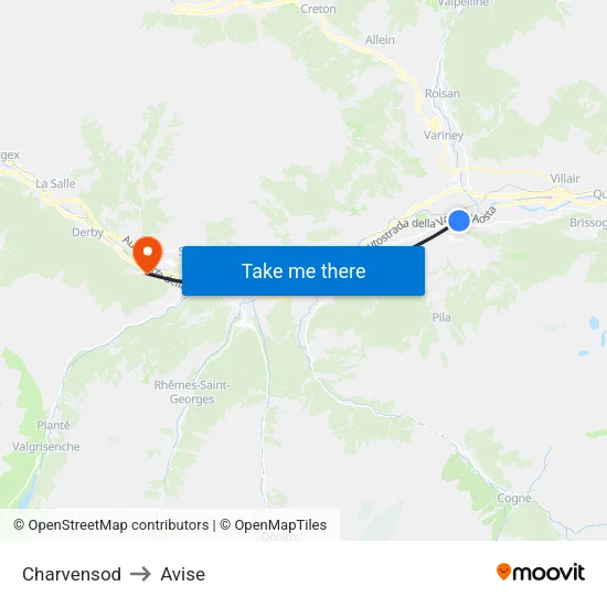 Charvensod to Avise map