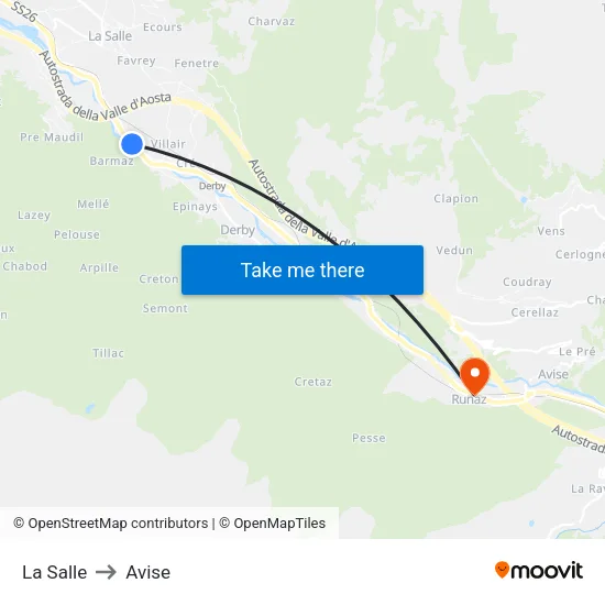 La Salle to Avise map