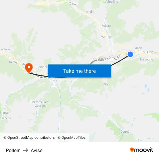 Pollein to Avise map