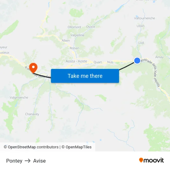 Pontey to Avise map