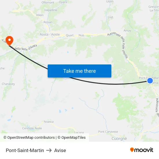 Pont-Saint-Martin to Avise map