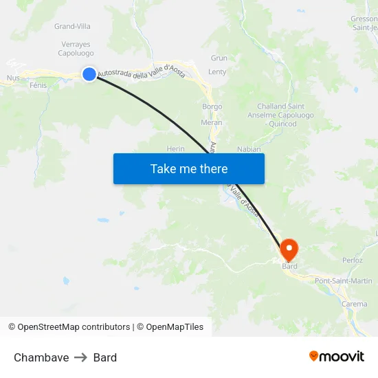 Chambave to Bard map