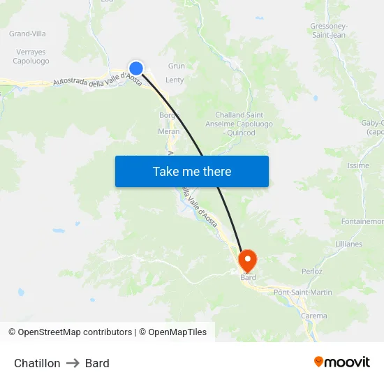 Chatillon to Bard map