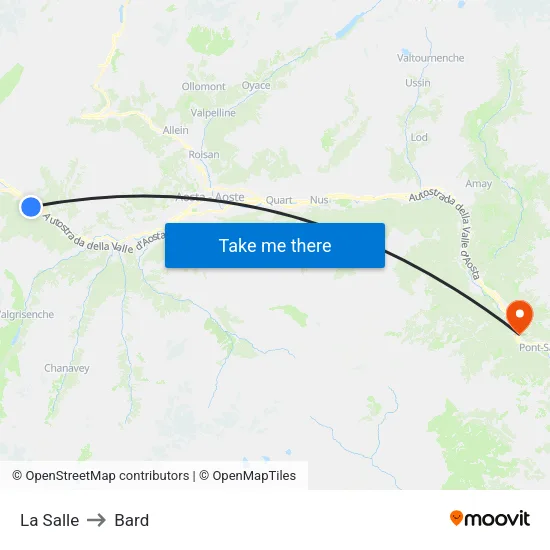 La Salle to Bard map