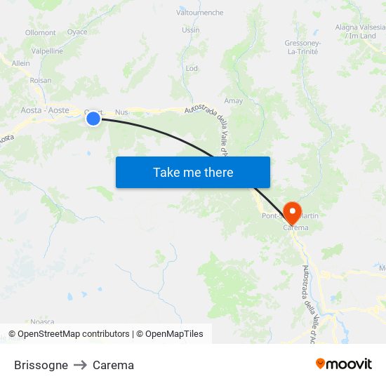 Brissogne to Carema map