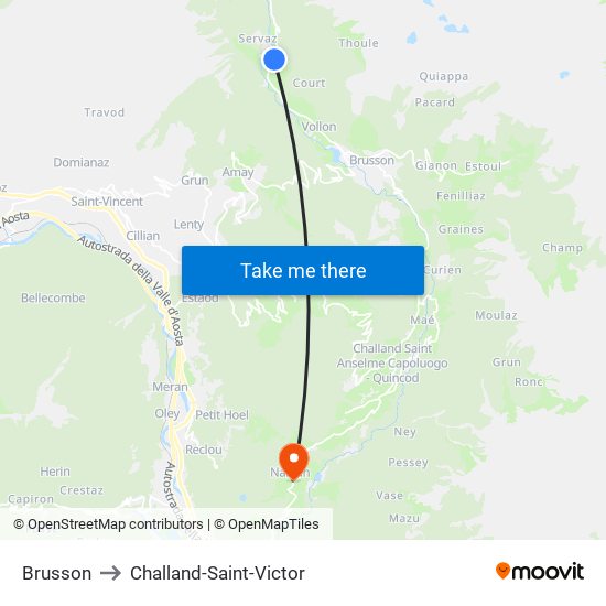 Brusson to Challand-Saint-Victor map