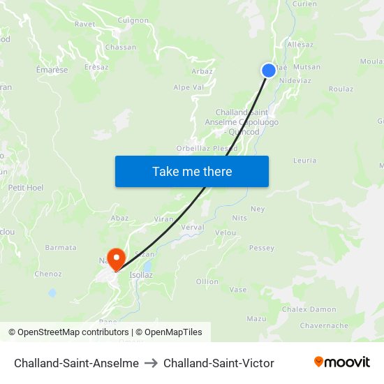 Challand-Saint-Anselme to Challand-Saint-Victor map