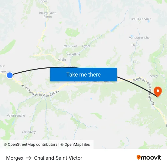 Morgex to Challand-Saint-Victor map