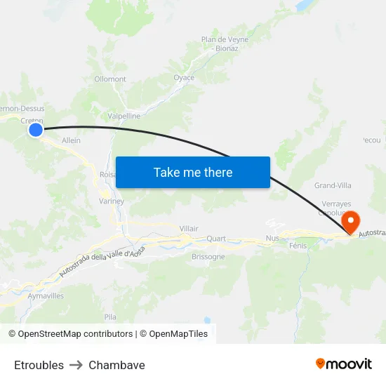 Etroubles to Chambave map