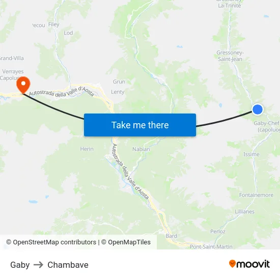 Gaby to Chambave map