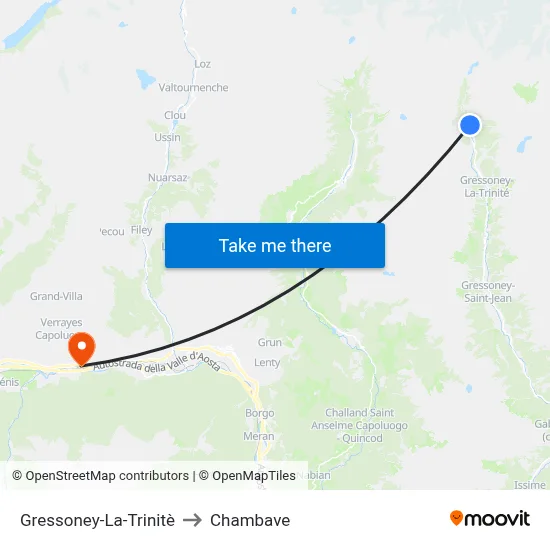 Gressoney-La-Trinitè to Chambave map