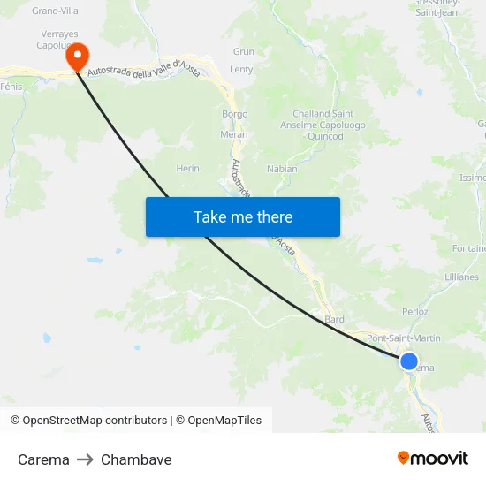 Carema to Chambave map
