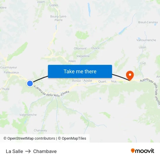 La Salle to Chambave map