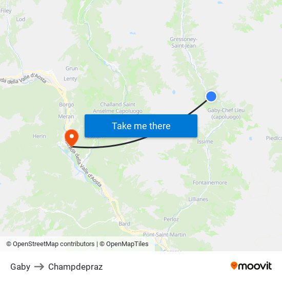 Gaby to Champdepraz map