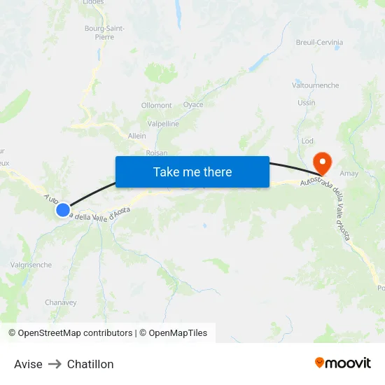 Avise to Chatillon map