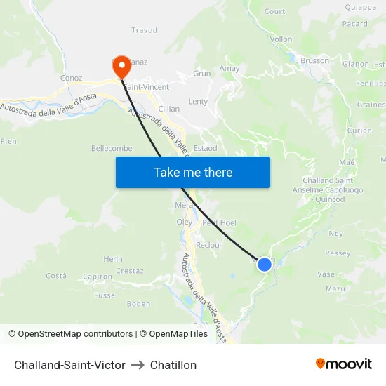 Challand-Saint-Victor to Chatillon map