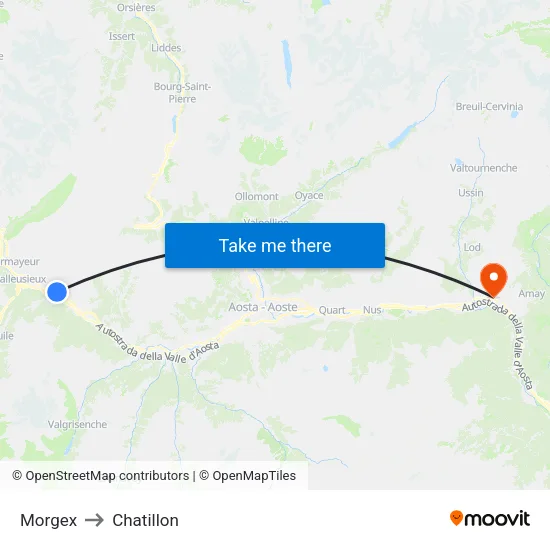 Morgex to Chatillon map