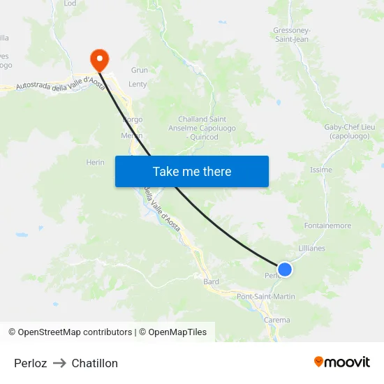 Perloz to Chatillon map