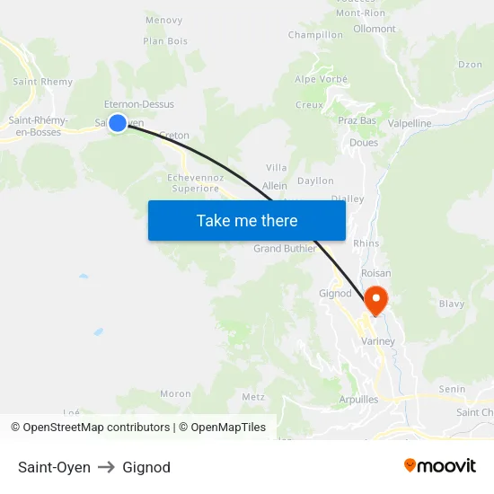 Saint-Oyen to Gignod map
