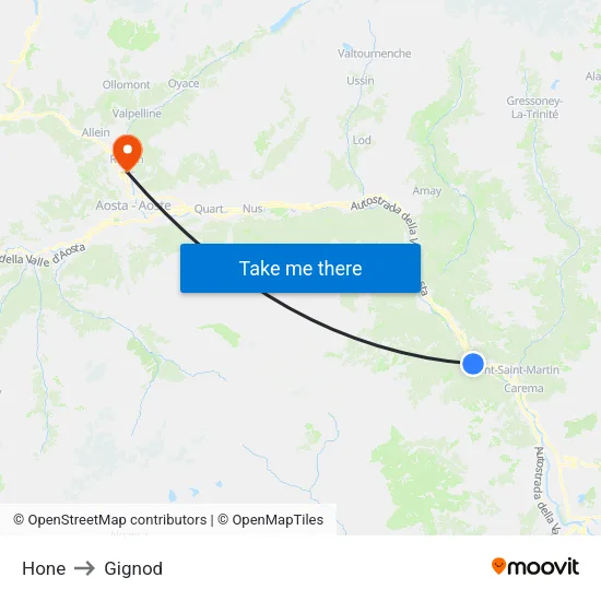 Hone to Gignod map