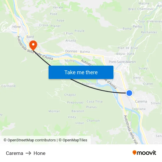 Carema to Hone map