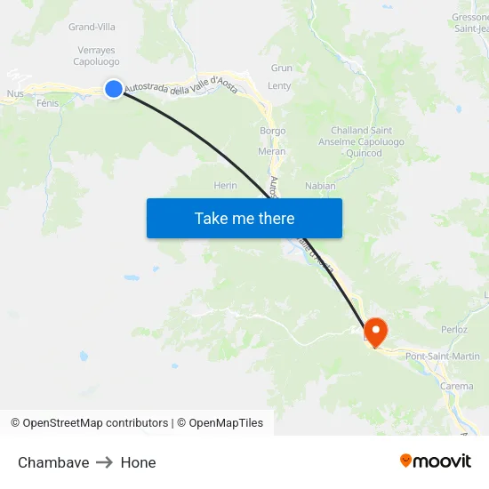 Chambave to Hone map