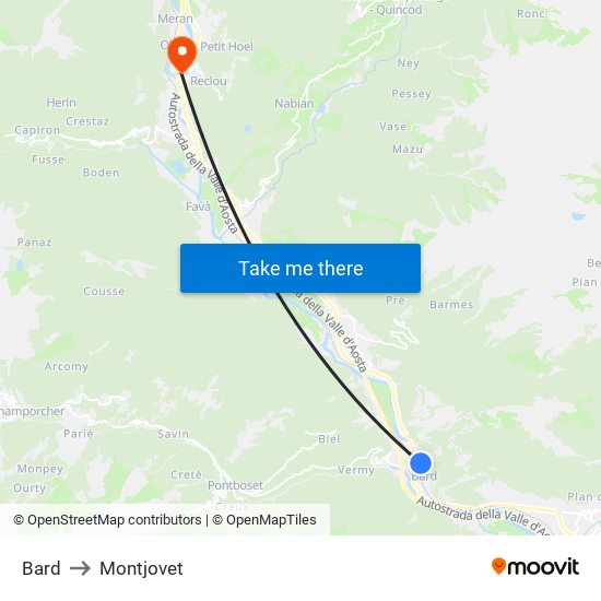 Bard to Montjovet map