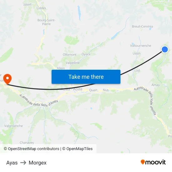 Ayas to Morgex map