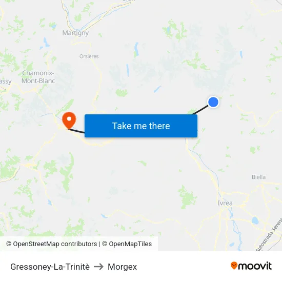 Gressoney-La-Trinitè to Morgex map