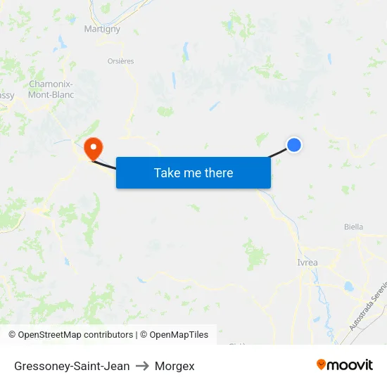 Gressoney-Saint-Jean to Morgex map