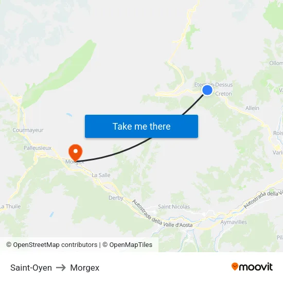 Saint-Oyen to Morgex map