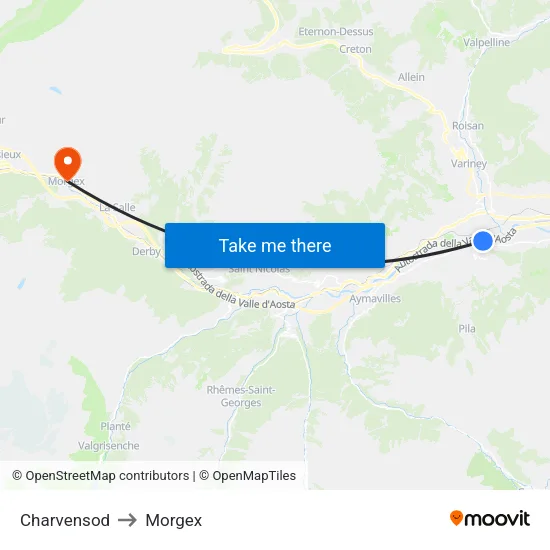Charvensod to Morgex map
