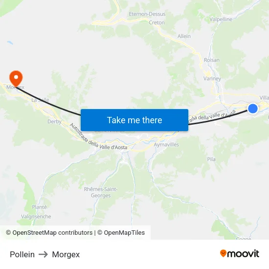 Pollein to Morgex map